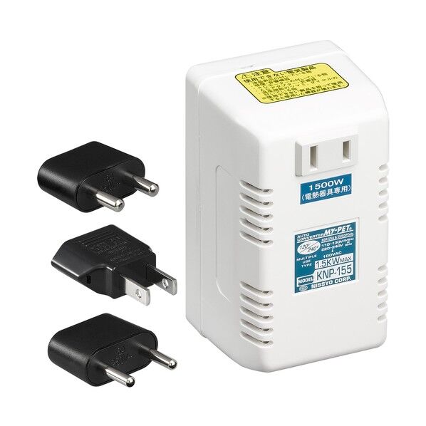 海外旅行用変圧器130V240V1500 白 約W60mm×H108mm×D62mm HTD130240V1500W 1