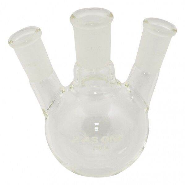 三つ口フラスコ 250 側管摺合 19/38 3-6523-02 1