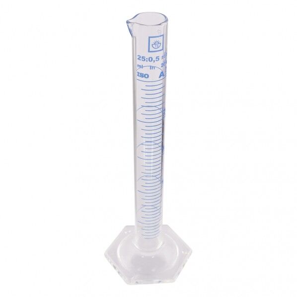 メスシリンダー(青目盛) 英語版校正証明書付 TSCY-25 25mL 3-9179-03-56 1点