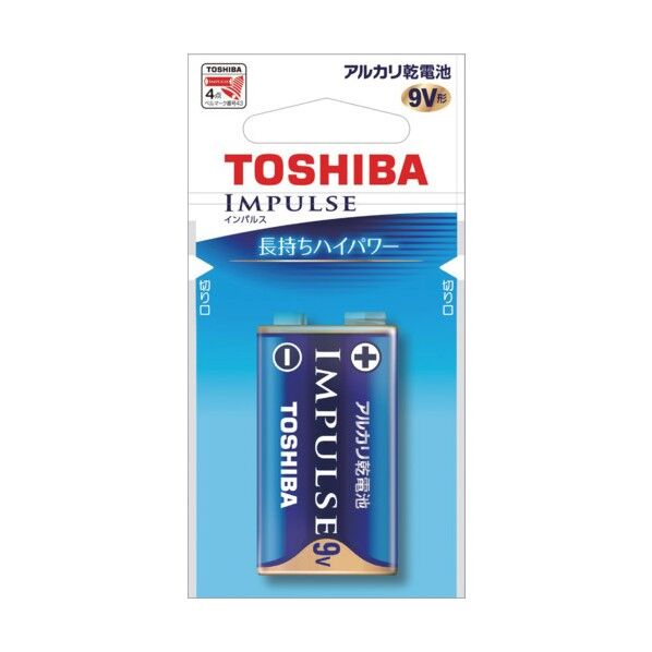 東芝 IMPULSE アルカリ乾電池 9V形 6LR61H EC 1本...
