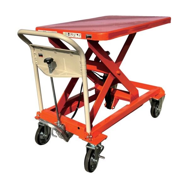 ※法人専用品※トラスコ(TRUSCO) ハンドリフター 500kg 600X900 オレンジ 導電キャスター仕様 オレンジ HLFA-S500E 1台...