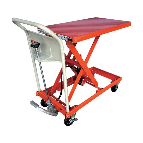 ※法人専用品※トラスコ(TRUSCO) ハンドリフター 150kg 400X720 オレンジ 導電キャスター仕様 オレンジ HLFA-S150E 1台...