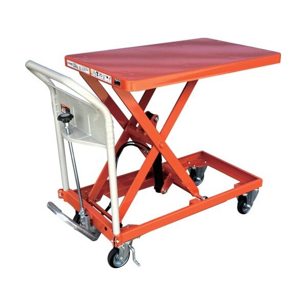 ※法人専用品※トラスコ(TRUSCO) ハンドリフタ 250kg 500X800 オレンジ 導電キャスター仕様 オレンジ HLFA-S250E 1台...