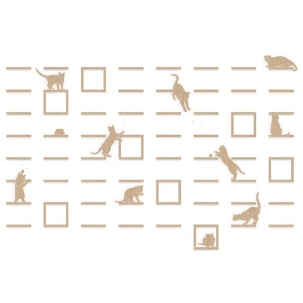 デジタルプリント壁紙 ファイン キャットシェルフウォール オーク