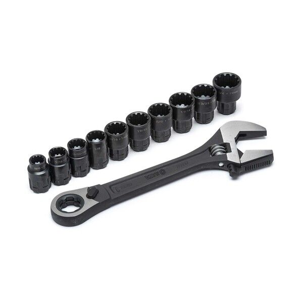 SATA 調整可能コンビネーションモンキーレンチソケットセット 黒（11点） ST09000 1S
