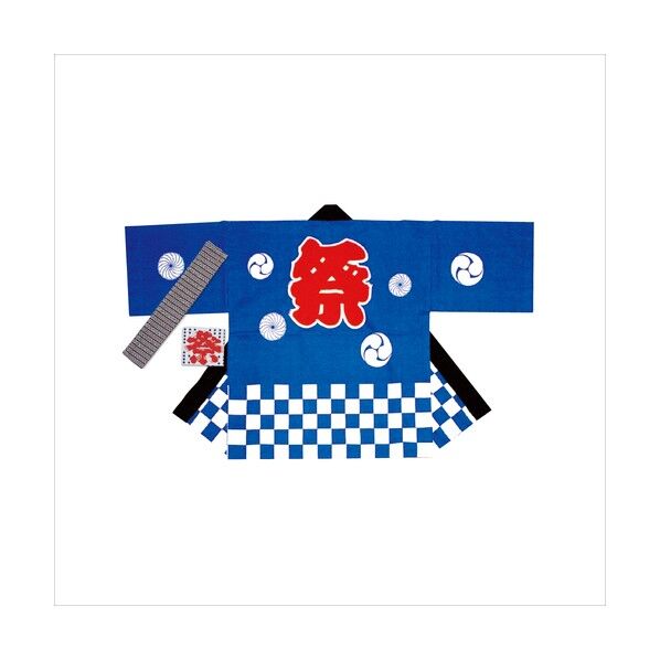 祭袢天 市松青 大人 M