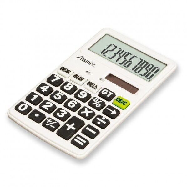 アスカ(Asmix) ビジネス電卓 ポケット フラット C1019W 1個