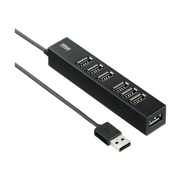 ※法人専用品※サンワサプライ USB2.0ハブ(7ポート) USB-2H701BKN 1セット...