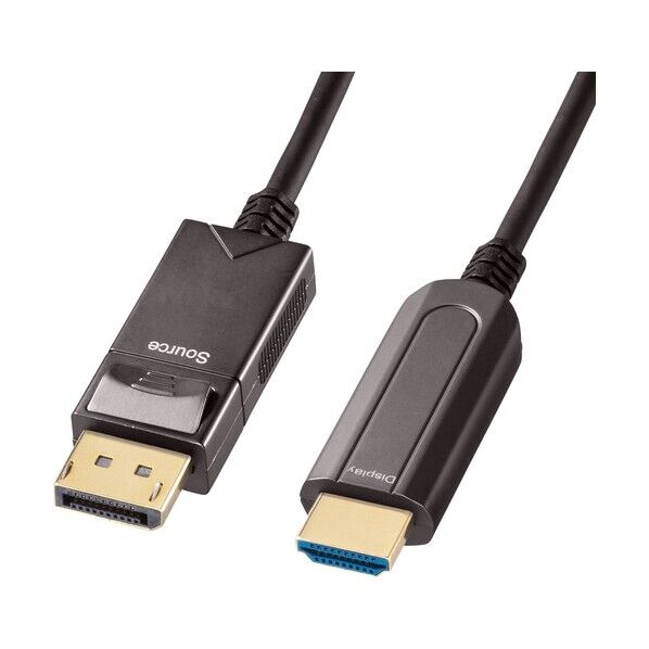 ※法人専用品※サンワサプライ DisplayPort-HDMI変換光ファイバーケーブル 20m KC-DPHDFB200 1セット...