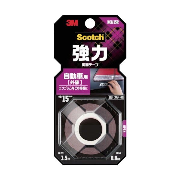 3M(スリーエム) スコッチ 強力両面テープ 自動車外装用 15mm×1.5m KCA-15R 1点
