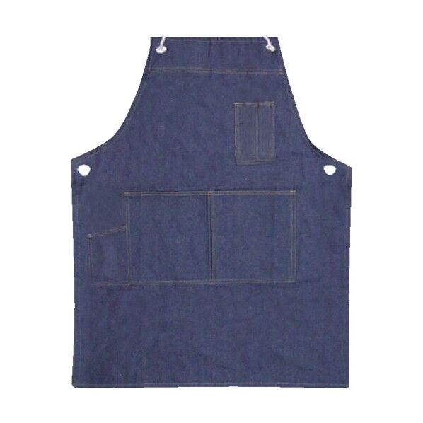 デニムエプロン(胸付・ロープ紐タイプ)ネイビー F