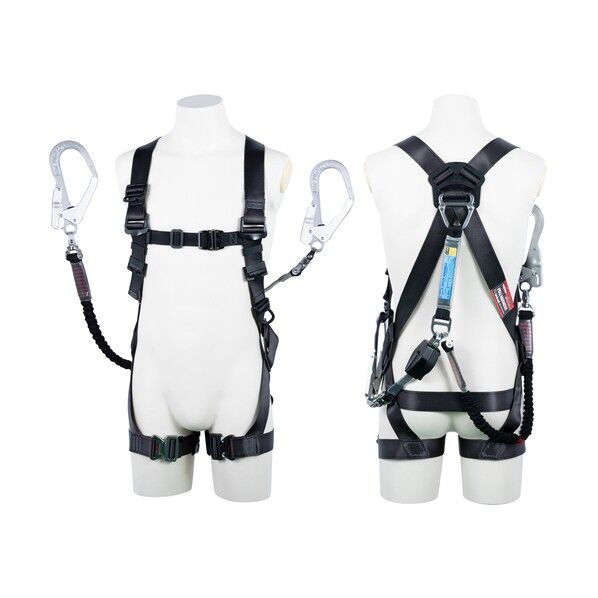 黒影ハーネス ツインランヤード付 コルトリトラ+ノビロン ロック機構 ダークグレー Sサイズ