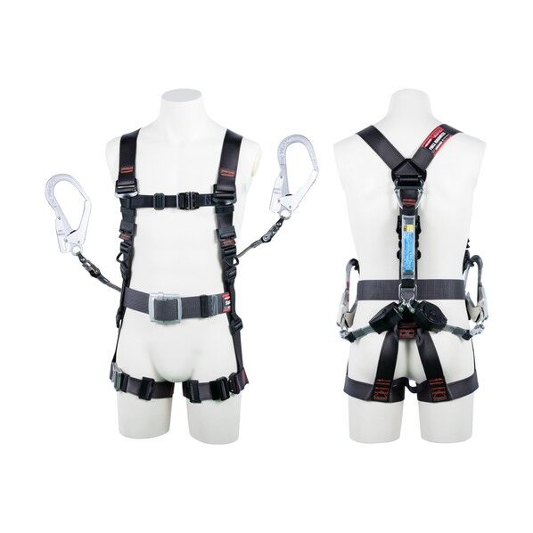 飛燕ハーネス ツインランヤード付 ツインコルトリトラ ロック機構 ダークグレー Sサイズ ■