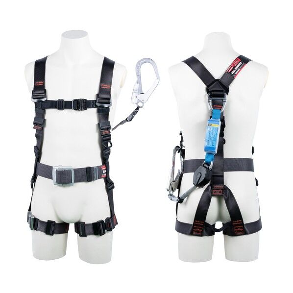 飛燕ハーネス シングルランヤード付 コルトリトラ ロック機構 ダークグレー LLサイズ 使用可能重量130KG ■