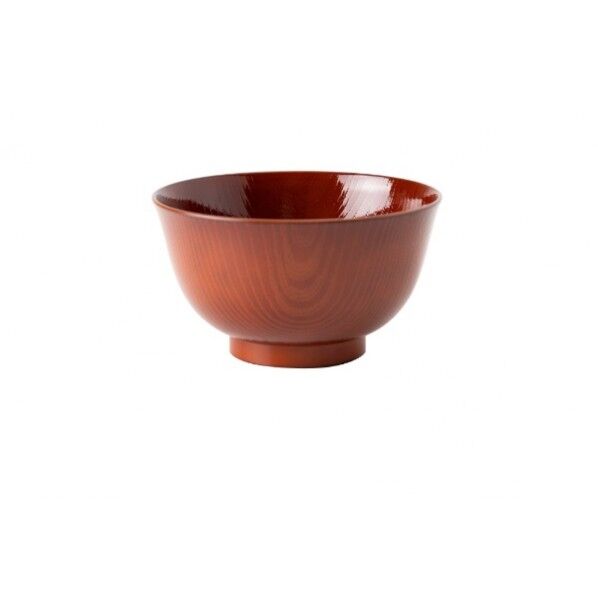 洗浄多様椀 羽反全木目(大椀) 直径14.4×高さ8.2cm 朱色 1個