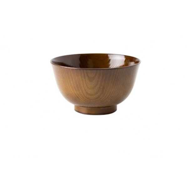 洗浄多様椀 羽反全木目(大椀) 直径14.4×高さ8.2cm 艶茶 1個