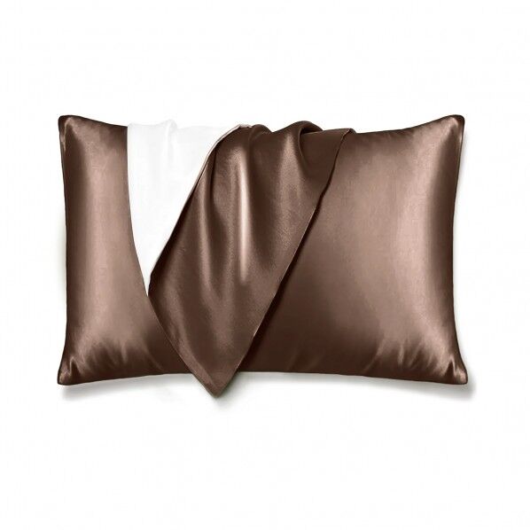 シルク枕カバー 片面シルク 封筒式 43×63cm ブラウン
