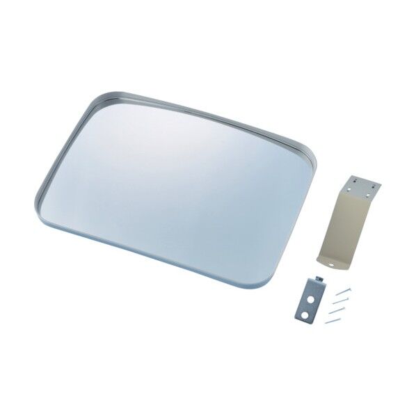 緑十字 小型カーブミラー グレー 290×390mm 取付金具付 ガラス製 430×500×57MM 276130 1個