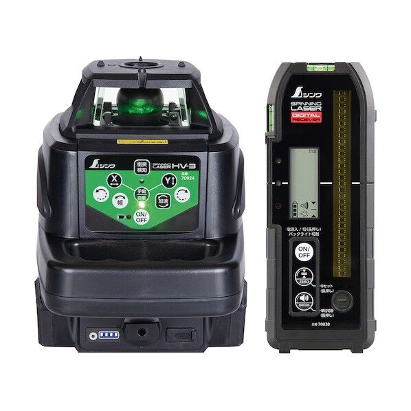 レーザー墨出器 スピニングレーザー デジタル受光器付 HV-3 グリーン 70821 1個