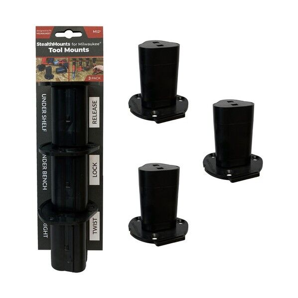 StealthMounts(ステルスマウント) ツールマウントミルウォーキーM12用ステルスマウント TM-MW12-BLK-3 3個...