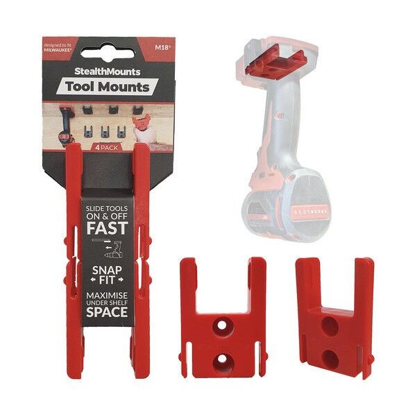 StealthMounts（ステルスマウント） ツールマウントミルウォーキーM18用ステルスマウント レッド TM-MW18-RED-4 4個...