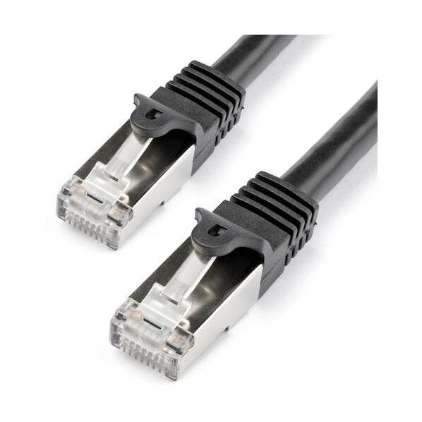 カテゴリ6 LANケーブル/1m/ブラック/RJ45コネクター/2重シールド ツイストペア/ツメ折れ防止機構付/CAT6