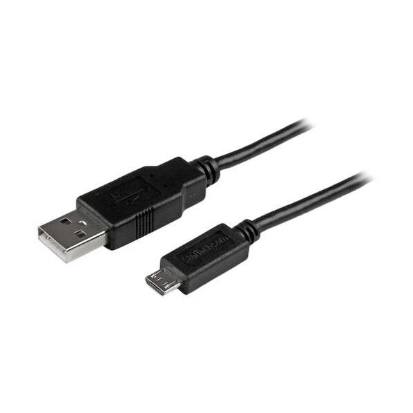 USB2.0ケーブル/Type‐A-Micro-B/480Mbps/オス-オス//マイクロB ブラック 長さ1m×幅13mm×高さ5.8mm USBAUB1MBK 1本
