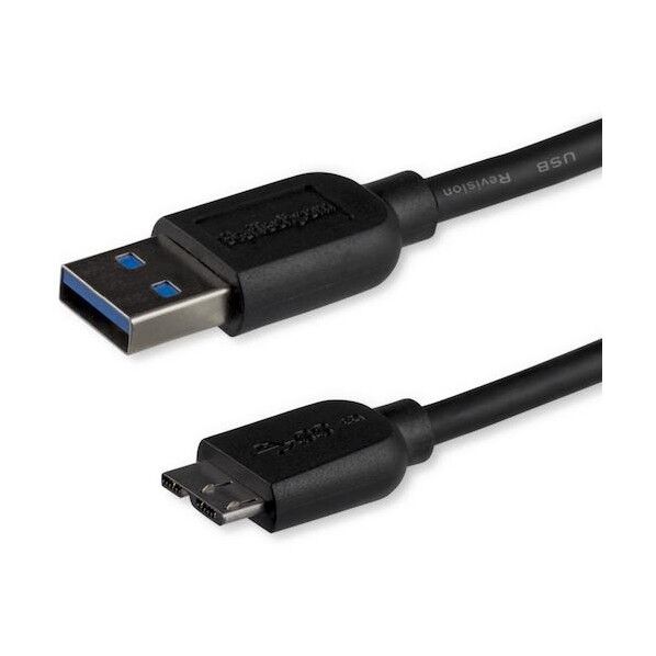 USB 3.0ケーブル/3m/Type‐A - Micro-B/5Gbps/オス-オス/ブラック/マイクロB
