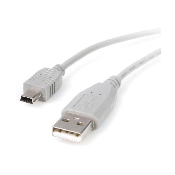 USB 2.0ケーブル/3m/Type‐A - Mini-B/480Mbps/オス-オス/グレー/タイプA - ミニB