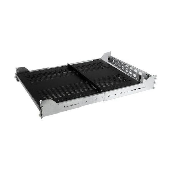 サーバーラック棚板/2U/放熱スリット付/耐荷重22.7kg/スライド式/取付奥行704～802mm/配線アーム付き