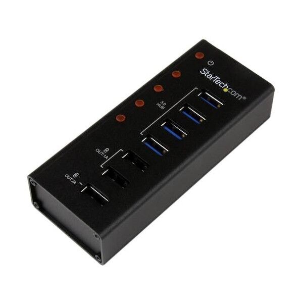 ※法人専用品※ USBハブ/USB 3.0/4x Type-A + 3x 充電専用ポート/壁面設置対応/メタル筐体 ST4300U3C3 1個...