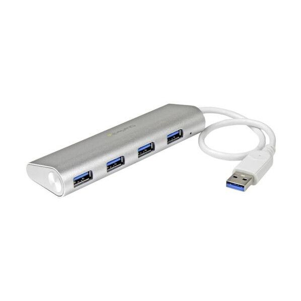 ※法人専用品※ USBハブ/USB 3.0/4ポート Type-A/バスパワー/シルバー/27cm一体型ケーブル ST43004UA 1個...