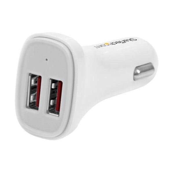 USB充電器/2ポート/24W 4.8A/ホワイト/車載充電器/シガーソケット用カーチャージャー