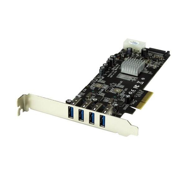 USB増設PCIeカード/4x USB-A/5Gbps/ペリフェラル・SATA電源/UASP対応/インターフェースボード