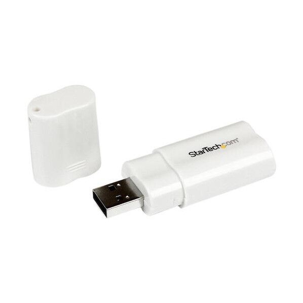 USBオーディオ変換アダプター/USB-A - 2x 3.5mm ミニジャック/オス-メス/ホワイト