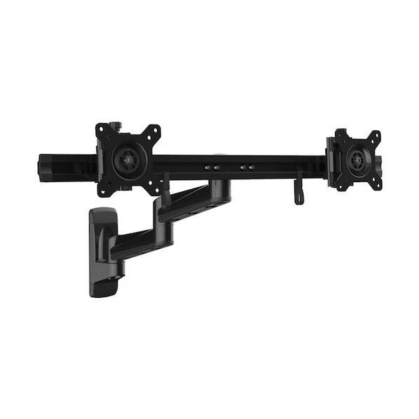 モニターアーム/左右2画面/最大24インチ/耐荷重5kg(各液晶)/同期クロスバー/壁面設置タイプ