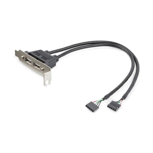 USB増設アダプター/USB 2.0/2x Aメス - 2x 10ピン IDC/PCケース マザーボードピンヘッダー接続