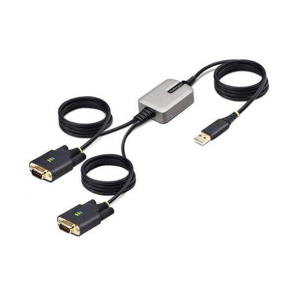 USB - シリアル変換ケーブル/USB 2.0/4m/2ポート/COM保持機能/ESD保護/DB9シリアルコンバーター