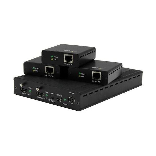 HDMIエクステンダー/4K UHD解像度/Cat 5e以上/HDBaseT対応/最大70m/送信機1台 受信機3台