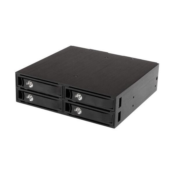HDD/SSD増設ラック/4x 2.5インチSATA/SASドライブ対応リムーバブルケース/5インチベイ内蔵タイプ