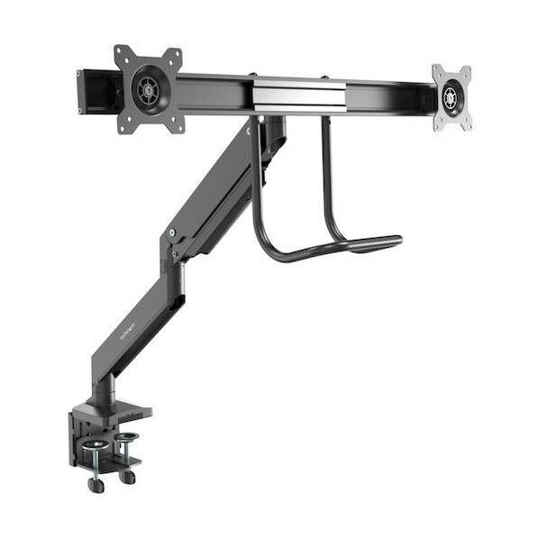 モニターアーム/左右2画面/最大32インチ/耐荷重8kg(各液晶)/多関節/同期式高さ調整/クロスバーハンドル