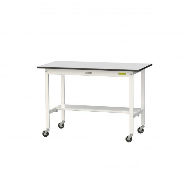 ワークテーブル 移動式 半面棚板付