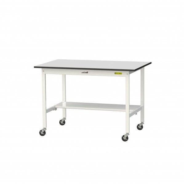 ワークテーブル 移動式 半面棚板付