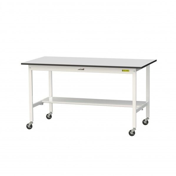 ワークテーブル 移動式 半面棚板付