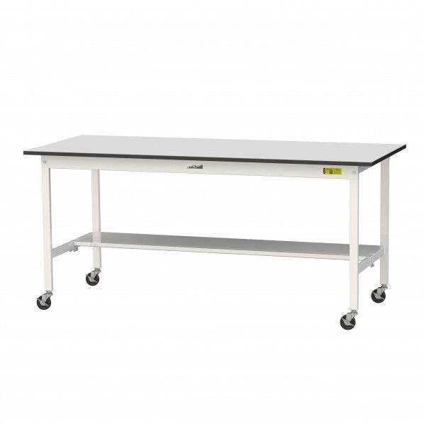 ワークテーブル 移動式 半面棚板付