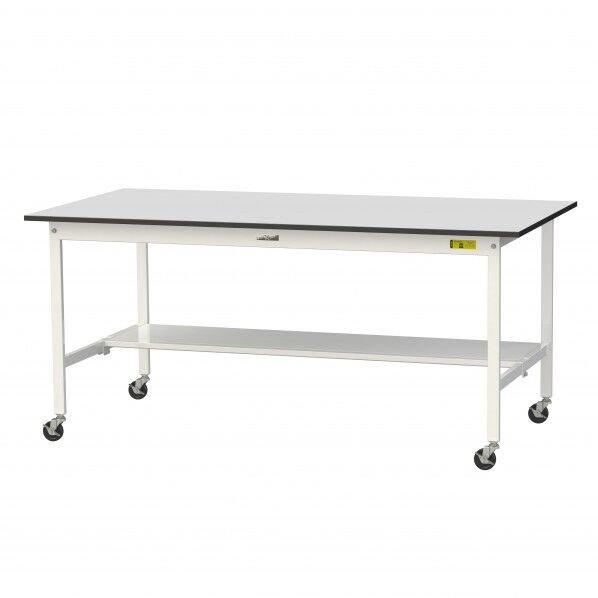 ワークテーブル 移動式 半面棚板付