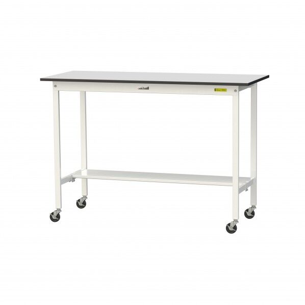 ワークテーブル 移動式 半面棚板付