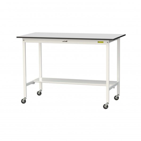 ワークテーブル 移動式 半面棚板付