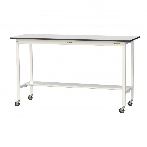 ワークテーブル 移動式 半面棚板付