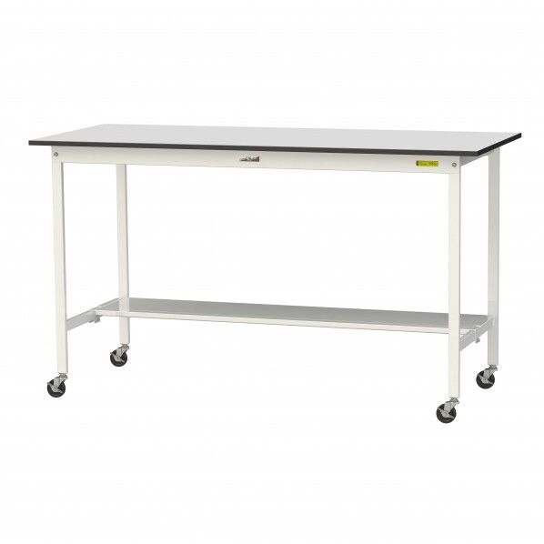 ワークテーブル 移動式 半面棚板付